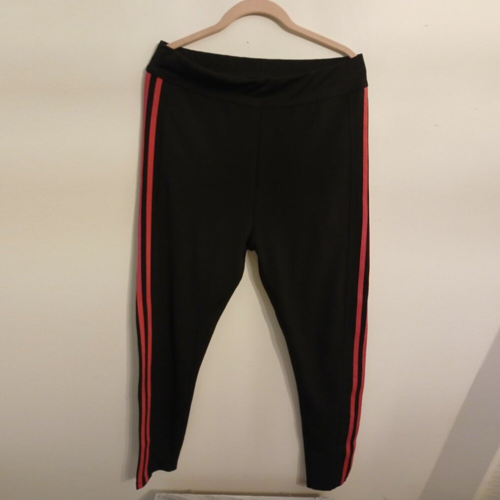 POP Fit 2X Spandex Pocketed Leggings Like-new Black w/ Pink Srtipes